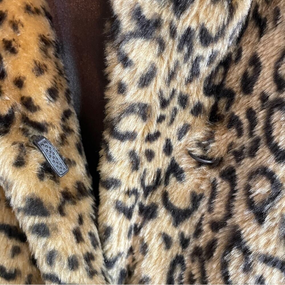 Kristen Blake Leopard Faux Fur Coat Glam Statement Mid-Length Size S - Picture 7 of 9